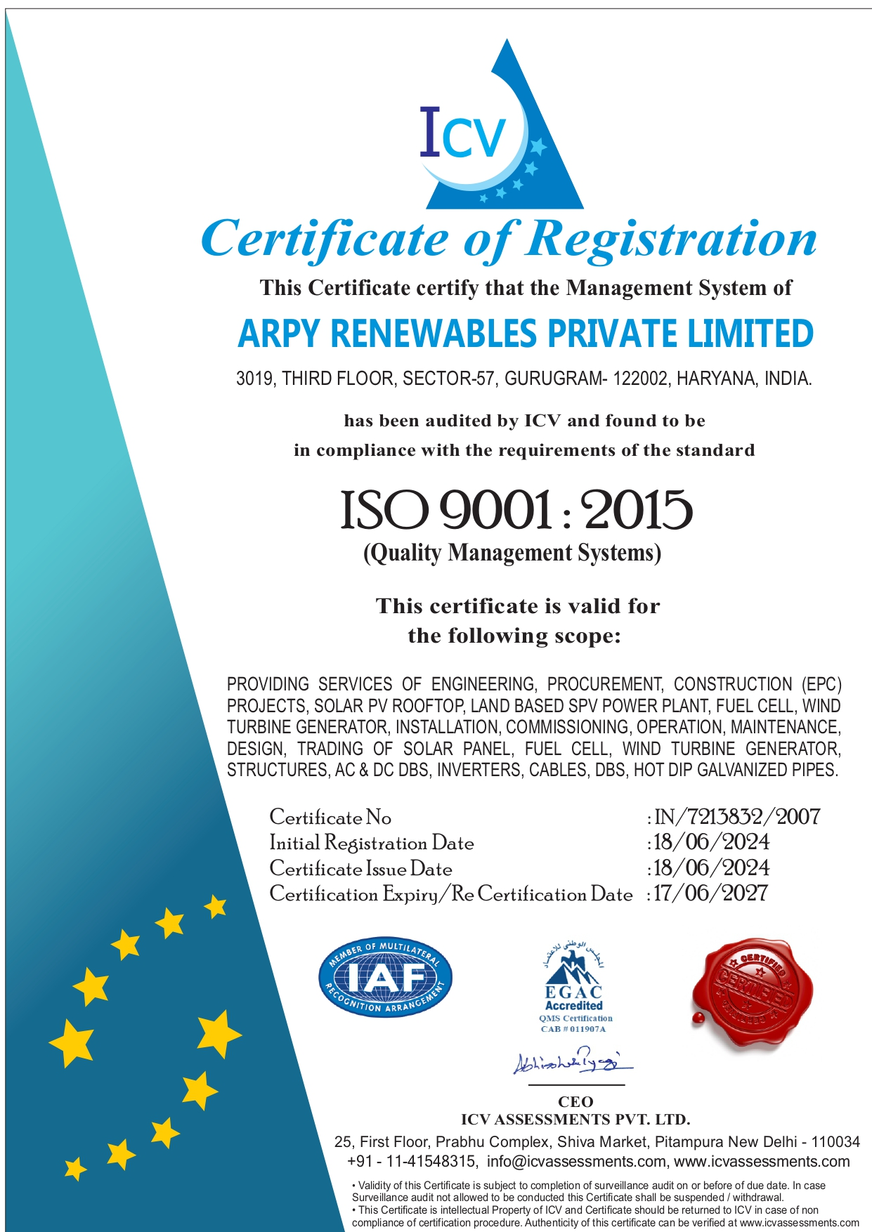 ISO 9001 : 2015 — ARPY Renewables